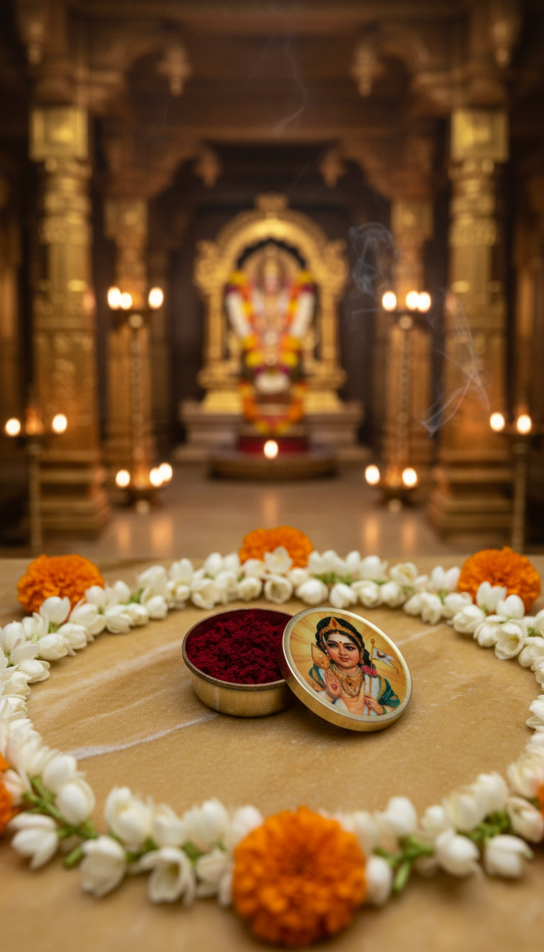 Brass Murugan Kumkum Box - Image 2