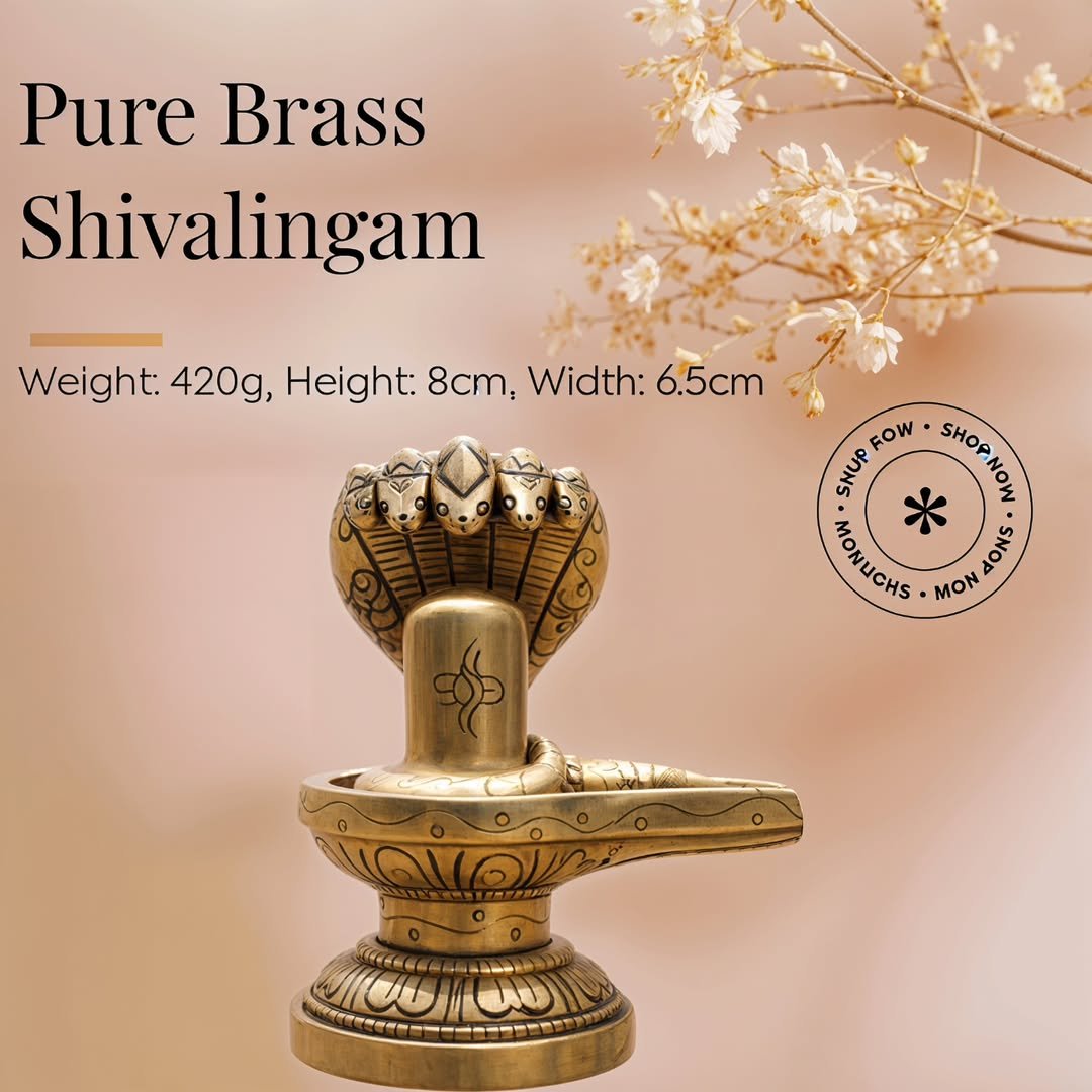 Brass Shivalingam with Naga - Image 5