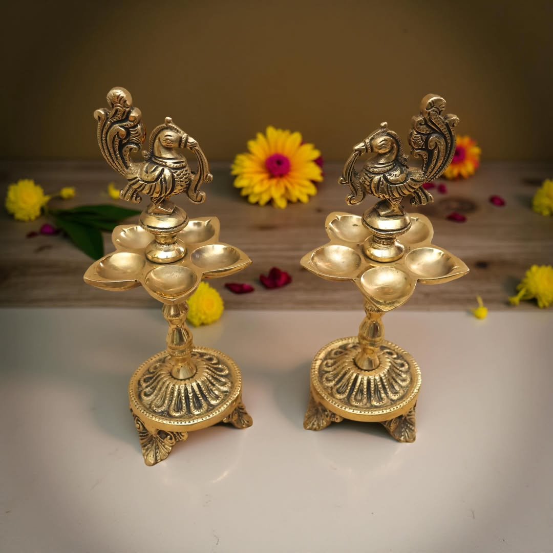 Brass Antique Annam Kuthu Vilakku - Image 4