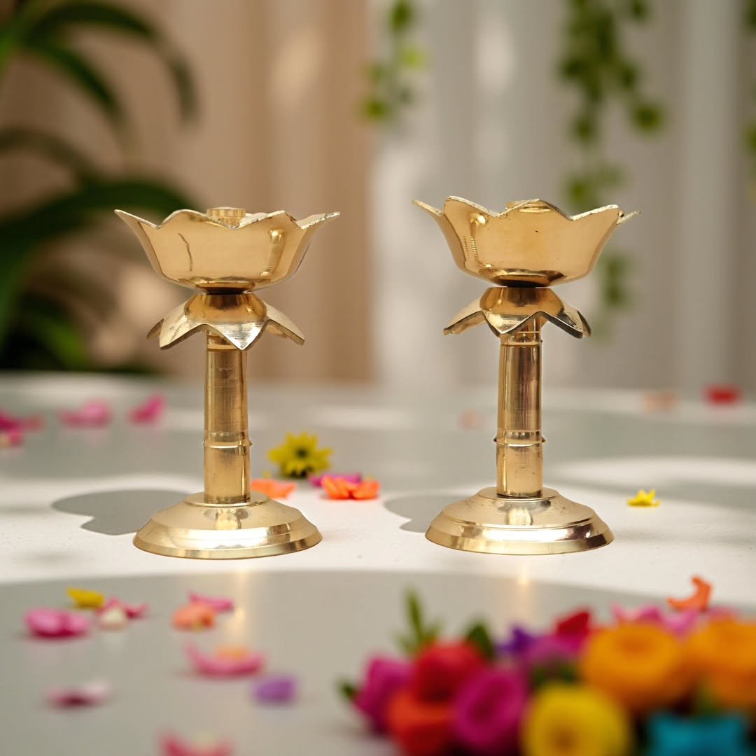 Brass Lotus Diya - Image 3
