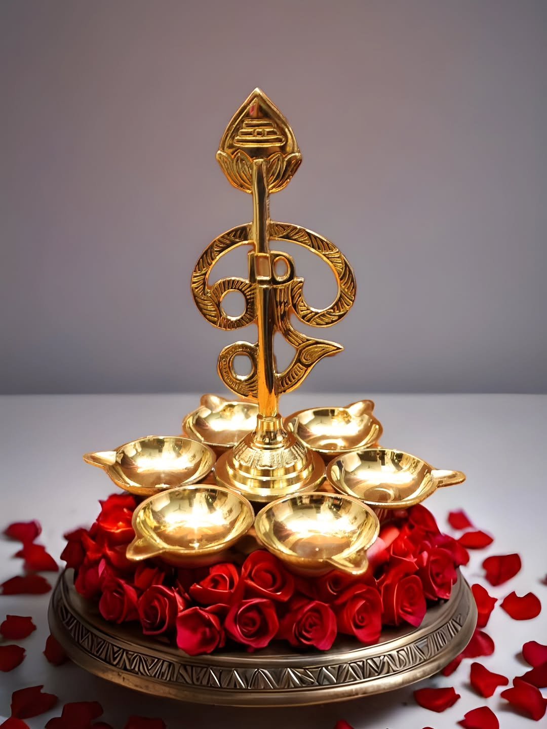 Brass 6 Face Diya Murugan Vilakku - Image 3