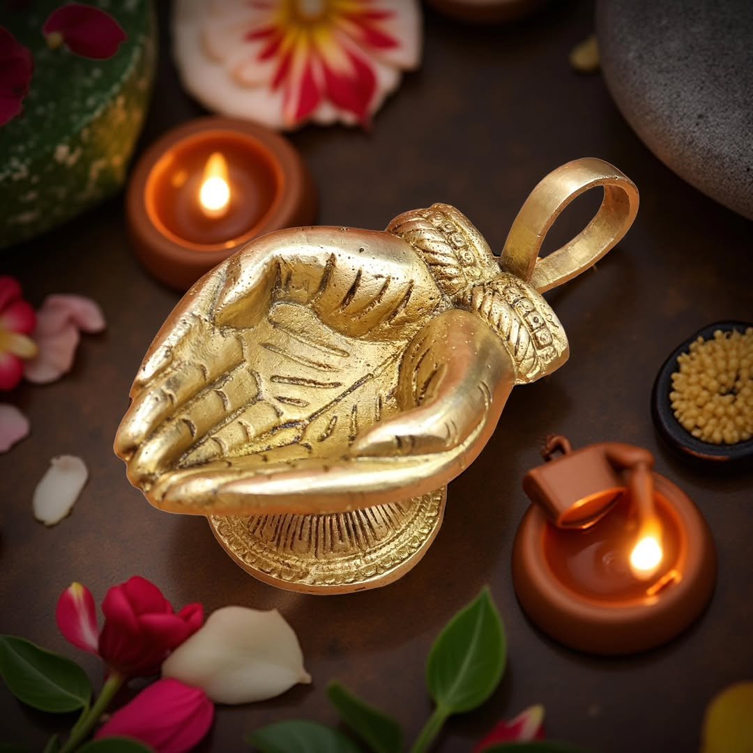 Brass Vintage Hand Shape Diya