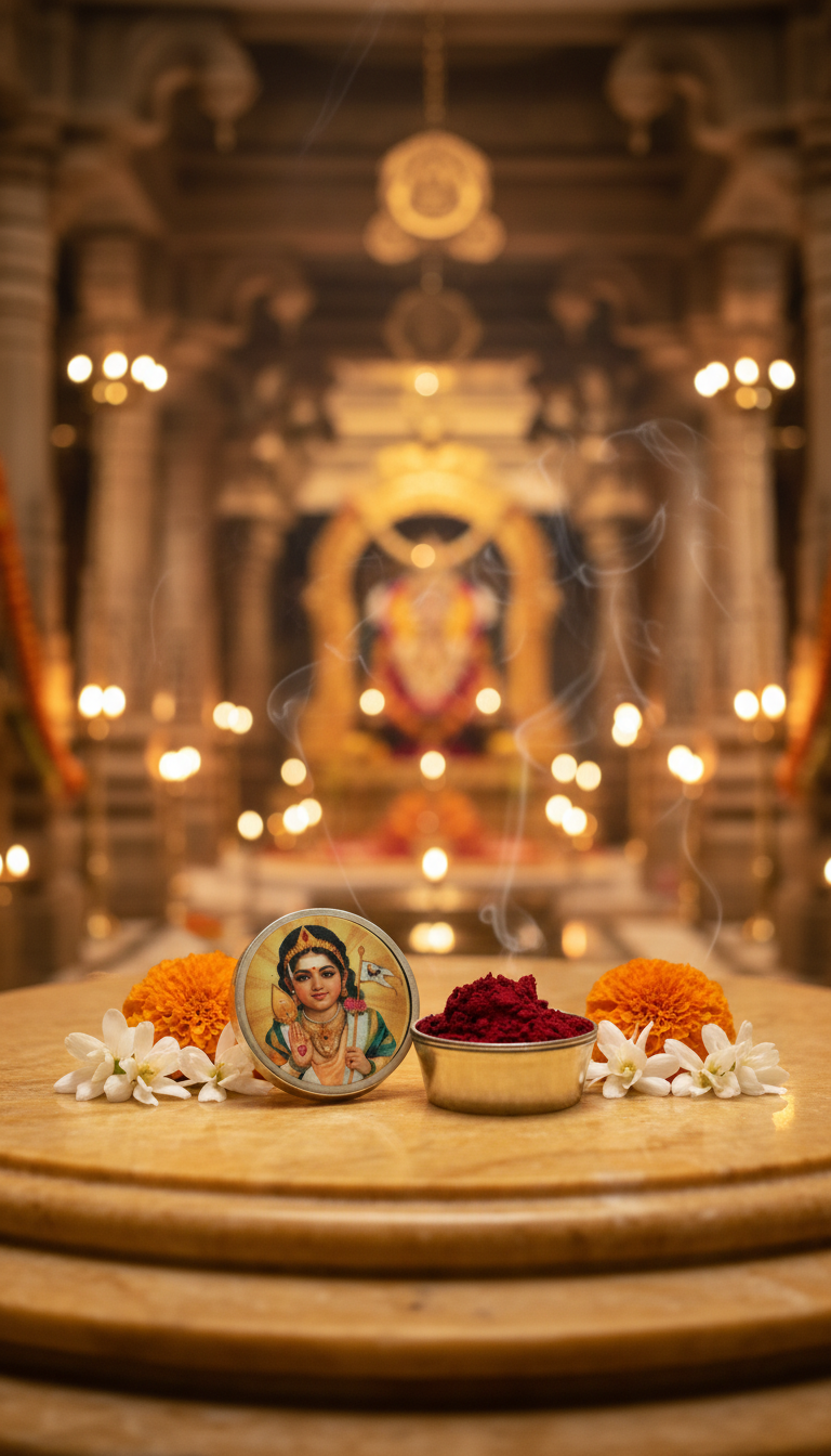 Brass Murugan Kumkum Box - Image 3