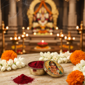 Brass Murugan Kumkum Box