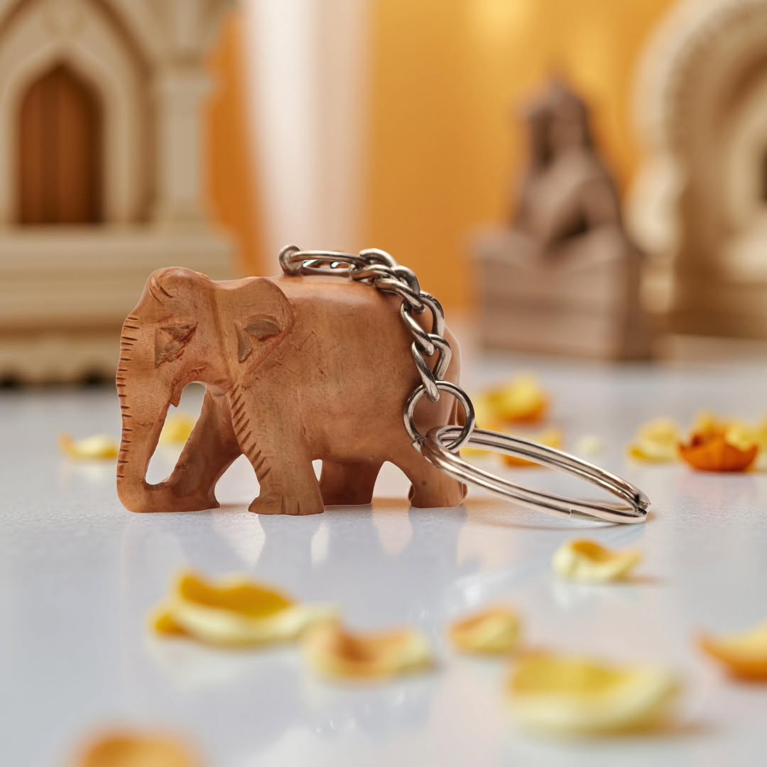 Pure Sandalwood Elephant Keychain