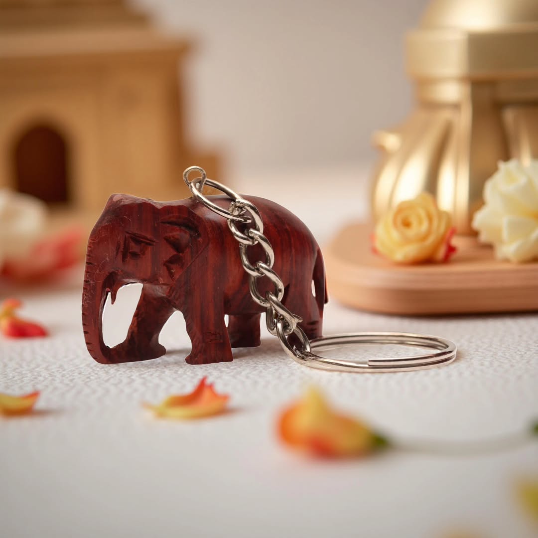 Red Sandalwood Elephant Keychain